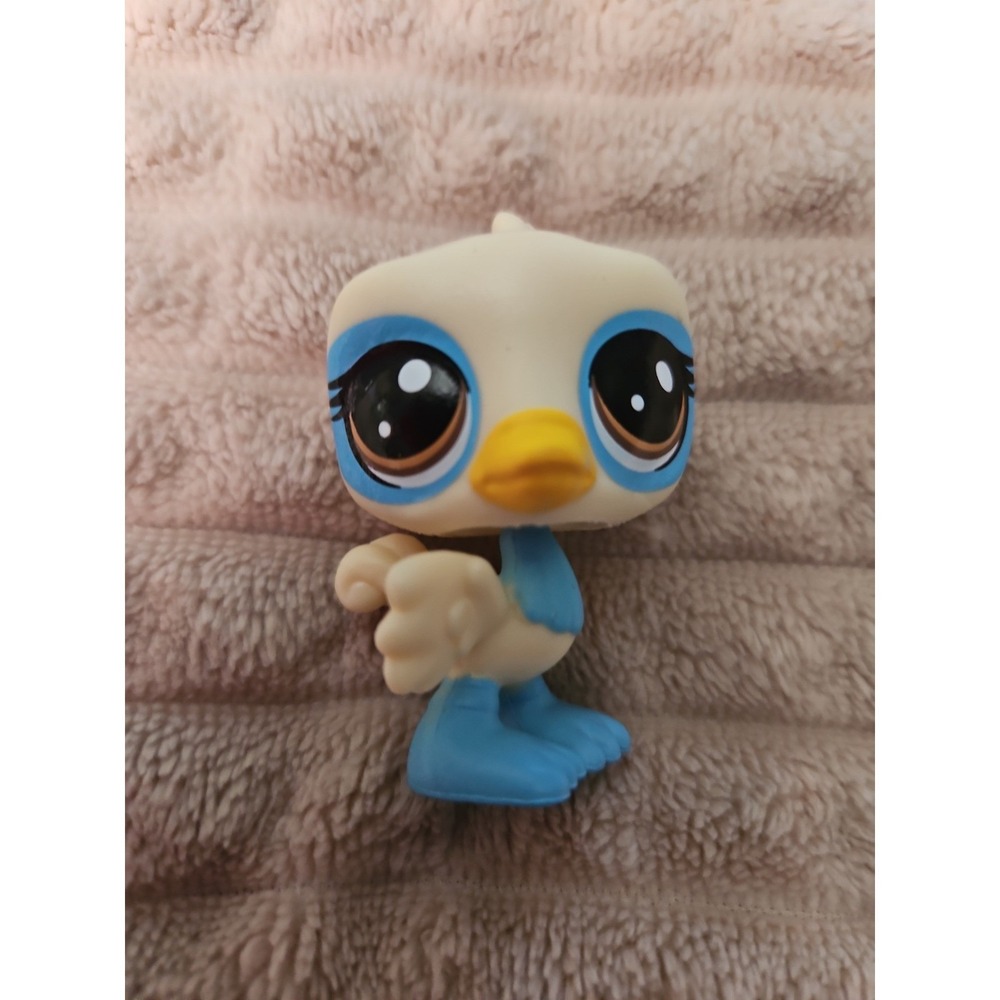 Littlest Pet Shop LPS #1-84 Azure Ostrich‎ Bird White with Blue Eyes